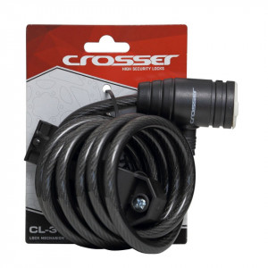 Antifurt Cablu CROSSER CL-369 cu suport 10mm/180cm - Black