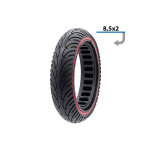 Anvelopa plina trotineta Ultra-Light 8.5x2 Negru/Rosu