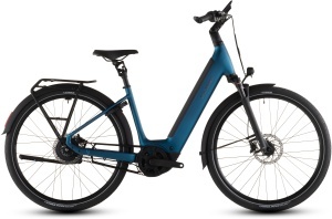 BICICLETA ELECTRICA CUBE SUPREME HYBRID DELUXE PRO 600 EASY ENTRY ELECTRICBLUE CHROME 2026 58 cm
