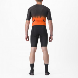 Costum de triatlon cu maneca scurta Castelli Sanremo Ultra, Negru/Portocaliu, L - Img 2