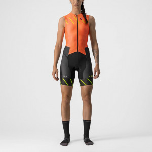 Costum de triatlon fara maneci Castelli Free W Sanremo SL, de dama, Portocaliu/Negru, XS