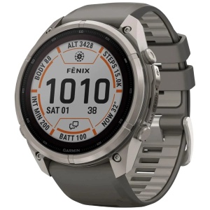Garmin Fenix 9 Pro - inReach, Solar, 51mm Titan Pebble Gray cu curea din silicon Silver Gray