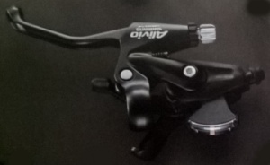 MANETA SCHIMBATOR/FRANA SHIMANO ALIVIO ST-MC20L STANGA 3 VIT. 2 DEGETE CABLU SCHIMBATOR 1800MM PT. V-BRAKE OGD NEGRU VRAC