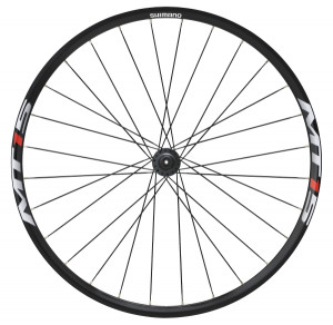 ROATA SHIMANO WH-MT15 FATA 28H 26'' OLD 100MM PT. DISC CENTER LOCK JANTA CLINCHER NEAGRA (LOGO NOU CU BANDA) FARA HUSA AMBALAT IND.