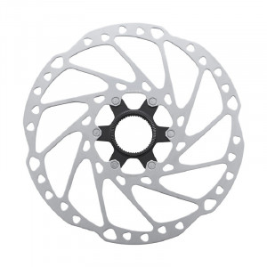 ROTOR PT. FRANA PE DISC SHIMANO DEORE SM-RT64-L 203MM INCL. PIULITA DE STRANGERE INTERNAL SERRATION ARGINTIU AMBALAT IND.