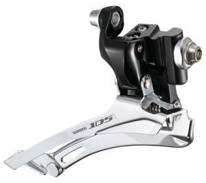 SCHIMBATOR FATA SHIMANO 105 FD-5700-L DUBLU PT. 10 VIT. PE SPATE TIP BRAZED-ON NEGRU AMBALAT IND.