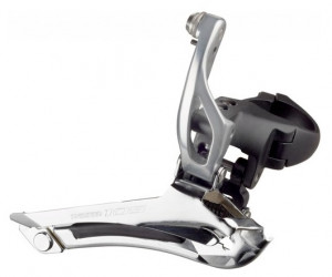 SCHIMBATOR FATA SHIMANO 105 FD-5700-S DUBLU PT. 10 VIT. PE SPATE COLIER 31.8MM (INCL. ADAPTOR 28.6MM) ARGINTIU AMBALAT IND.