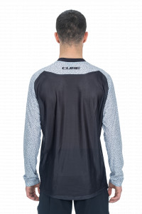 TRICOU CICLISM CUBE VERTEX ROUND NECK JERSEY L/S GREY-BLACK M - Img 3