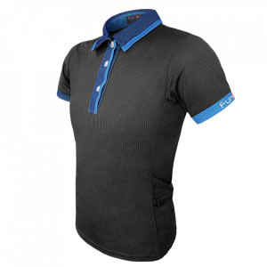 Tricou Ciclism Polo FUNKIER Bari Active Men (S/S) - Black/Blue 2XL - Img 3