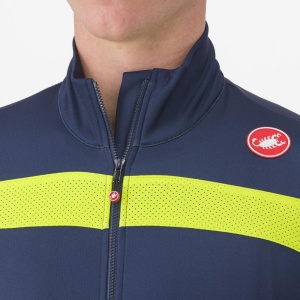 Tricou cu maneca lunga Castelli Puro 3 FZ, BelgianBlue/YellowFluoReflex, XL - Img 4