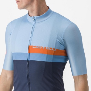 Tricou cu maneca scurta Castelli A Blocco, Bleu/Bleumarin/Portocaliu, XXL - Img 6