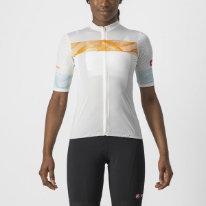 Tricou cu maneca scurta Castelli Fenice de dama Alb/Portocaliu S