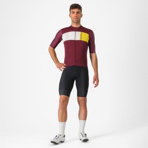 Tricou cu maneca scurta Castelli Prologo 7 Visiniu/Alb/Galben L - Img 2