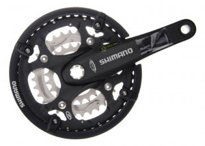 ANGRENAJ PEDALIER SHIMANO DEORE FC-M521-L 48X36X26T BRAT 170MM PT. 9 VIT. PE SPATE OCTALINK HOLLOWTECH CU CG COMPATIBIL CHAINCASE NEGRU AMBALAT IND.