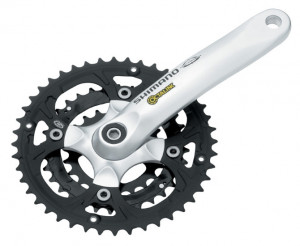 ANGRENAJ PEDALIER SHIMANO FC-M445-S 44X32X22T BRAT 175MM FOR REAR 9 SPEED OCTALINK & HOLLOWTECH CHAINCASE COMPATIBLE FOR CHAINLINE 47.5/50MM W/O CG SILVER VRAC