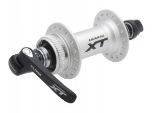 BUTUC FATA SHIMANO DEORE XT HB-M785 36H OLD 100MM AX 108MM QR 133MM PT. ROTOR CENTER LOCK CU GARNITURA PT. MONTURA DISCULUI ARGINTIU AMBALAT IND.