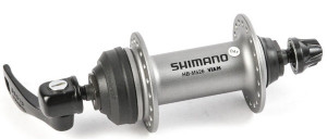 BUTUC FATA SHIMANO HB-M526S 32H OLD 100MM AX 108MM QR 133MM NEGRU PT. ROTOR CENTER LOCK INCL. PROTECTIE PT. MONTURA DISCULUI SHIMANO LOGO ARGINTIU VRAC