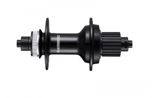 BUTUC SPATE SHIMANO FH-MT500-B 32H 12 VIT. OLD 141MM QR 172MM NEGRU PT. ROTOR CENTER LOCK FARA PIULITA DE STRANGERE FARA PROTECTIE PT. MONTURA DISCULUI NEGRU AMBALAT IND.