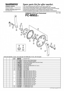 FOAIE 26T SHIMANO PT. FC-M952-5 (5ARM PCD 110/74MM) 5-ARM PCD 74MM