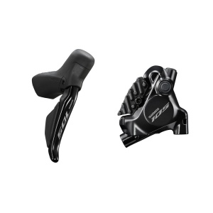 FRANA PE DISC SET ASAMBLAT SHIMANO 105 ST-R7170(R) BR-R7170(R) HIDRAULICA PT. MONTURA 25MM PLACUTE RESIN (CU ARIPIOARE DE RACIRE) FURTUN SM-BH90 1700MM 5TH GROUP AMBALAT IND.