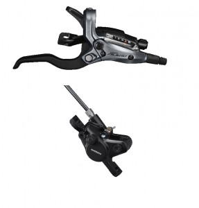 FRANA PE DISC SET ASAMBLAT SHIMANO ALIVIO ST-M4050(R) BR-MT400(R) FARA ADAPTOR PLACUTE RESIN FURTUN SM-BH59 1700MM NEGRU CAMASA DE SCHIMBATOR SP41 600/300MM. INCL. OLIVA & INSERTIE CONECTARE AMBALAT IND.