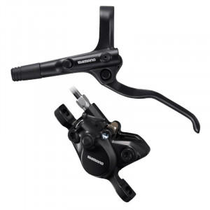 FRANA PE DISC SET ASAMBLAT SHIMANO BL-MT200(L) BR-MT200(F) LEVIER OTEL FARA ADAPTOR PLACUTE RESIN FURTUN SM-BH59-SS 1000MM NEGRU INCL. OLIVA & INSERTIE CONECTARE NEGRU AMBALAT IND.