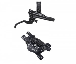 FRANA PE DISC SET ASAMBLAT SHIMANO DEORE XT BL-M8100(R) BR-M8120(R) FARA ADAPTOR PLACUTE METAL CU ARIPIOARE DE RACIRE FURTUN SM-BH90-SBM 1700MM INCL. OLIVA & INSERTIE CONECTARE AMBALAT IND.