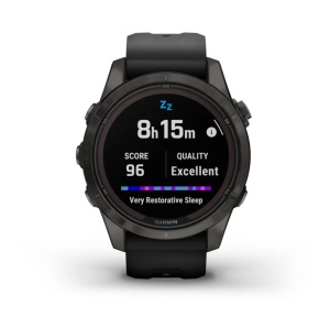 GARMIN Fenix 7S PRO 42mm - Sapphire Solar, Titan DLC Carbon Grey, curea neagră - Img 7