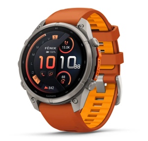 Garmin Fenix 9 Pro - inReach, 47mm Titan cu curea din silicon Autumn Orange/Spark Orange