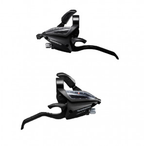 MANETA SCHIMBATOR/FRANA SHIMANO ST-EF500-4A 7X2 VIT. EZ-FIRE PLUS 4 DEGETE PT. V-BRAKE CAMASI SCHIMBATOR/FRANA LUNGIME STANDARD (NEGRU) NEGRU AMBALAT IND.