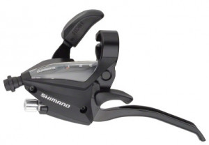 MANETA SCHIMBATOR/FRANA SHIMANO ST-EF500-L STANGA 3 VIT. 4 DEGETE PT. V-BRAKE CABLU 1800MM NEGRU AMBALAT IND.