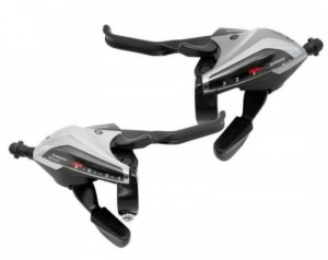 MANETA SCHIMBATOR/FRANA SHIMANO ST-EF60(SL)2A 8X3 VIT. CABLU SCHIMBATOR/FRANA LUNGIME STANDARD (NEGRU) 2 FINGER PT. V- BRAKE ARGINTIU AMBALAT IND.