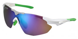 OCHELARI SHIMANO S40R METALLIC WHITE/GREEN LENTILE SMOKE GREEN MIRROR LENTILE ADD. CLEAR (16)