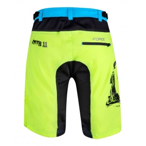 Pantaloni scurti Force MTB-11, bazon detasabil, Galben Fluo/Bleu/Negru, XS - Img 3