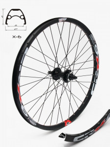 Roata fata CROSSER X6 36H 26" QR - Frana disc (6 suruburi) cu butuc JTD761