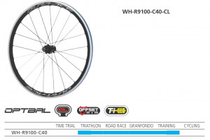 ROATA SHIMANO DURA ACE WH-R9100-C40-CL SPATE 21H JANTA CARBON CLINCHER CU BANDA OLD 130MM QR 168MM AMBALAT IND.