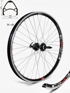 Roata spate CROSSER X3 36H 26" Filet, QR - Frana V-brake cu butuc JY242