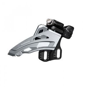 SCHIMBATOR FATA SHIMANO ALIVIO FD-MT400-E DUBLU PT. 9 VIT. PE SPATE SIDE SWING TRAGERE PRIN FATA E-TYPE (FARA BB PLATE) UNGHI CS 66-69 CL 48.8MM NEGRU AMBALAT IND.