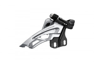 SCHIMBATOR FATA SHIMANO DEORE FD-M6000-E TRIPLU PT. 10 VIT. PE SPATE SIDE SWING TRAGERE PRIN FATA E-TYPE(FARA BB PLATE) UNGHI CS 66-69 PT. PINION MARE 40-42T CL 50MM AMBALAT IND.