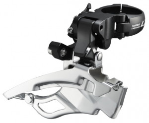SCHIMBATOR FATA SHIMANO DEORE LX FD-T671 TRIPLU PT. 10 VIT. PE SPATE DOWN SWING TRAGERE DUBLA BAND-TYPE 34.9MM (INCL. ADAPTOR 28.6MM & 31.8MM) UNGHI CS 63-66 PT. 44/48T NEGRU AMBALAT IND.