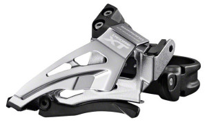 SCHIMBATOR FATA SHIMANO DEORE XT FD-M8000-L TRIPLU PT. 11 VIT. PE SPATE LOW CLAMP SIDE SWING TRAGERE PRIN FATA COLIER 34.9MM(INCL. ADAPTOR 28.6 & 31.8MM) UNGHI CS 66-69 AMBALAT IND.
