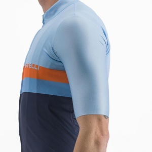Tricou cu maneca scurta Castelli A Blocco, Bleu/Bleumarin/Portocaliu, XXL - Img 4