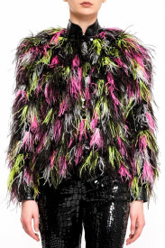MULTICOLOR OSTRICH FEATHERS JACKET