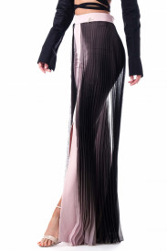 PINK TROUSERS WITH PLEATED CHIFFON ON THE SIDES