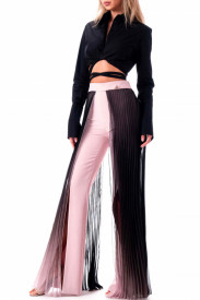 PINK TROUSERS WITH PLEATED CHIFFON ON THE SIDES