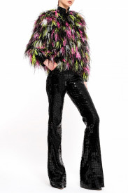 MULTICOLOR OSTRICH FEATHERS JACKET