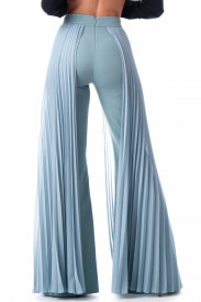 DUST BLUE TROUSERS WITH PLEATED CHIFFON ON THE SIDES