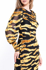 ROCHIE LUNGĂ AURIU CU NEGRU ANIMAL PRINT