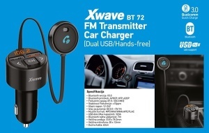 Xwave BT 72 FM transmiter za kola,Bluetooth,LCD,mp3,wma,flac,2xUSB,QC3.0 brzo punjenje - Img 3