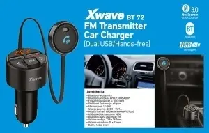 Xwave BT 72 FM transmiter za kola,Bluetooth,LCD,mp3,wma,flac,2xUSB,QC3.0 brzo punjenje - Img 3